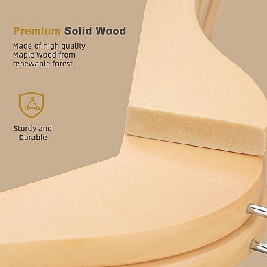 Solid Wood Clothes Hangers 360 Swivel Hook Non Slip Shoulder Notches Durable Closet Organizer