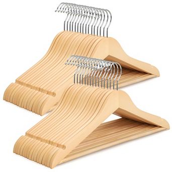 Solid Wood Clothes Hangers 360 Swivel Hook Non Slip Shoulder Notches Durable Closet Organizer