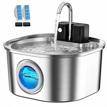 Petsfit Stainless Steel Wireless Cat Water Fountain 3.2L 3 Modes Ultra Quiet Pump 4-Layer Filtration