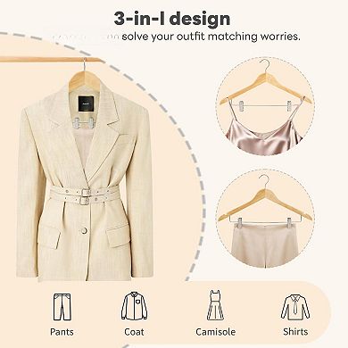 Solid Wood Suit Hangers With Removable Clips Smooth Finish 360 Swivel Hook