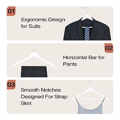 Slim Solid Wood Coat Hangers 360 Swivel Hook Notches Pants Bar Smooth Finish Closet Storage