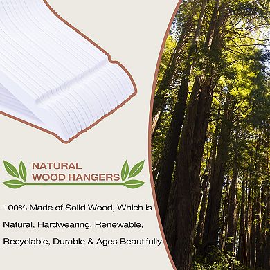 Slim Solid Wood Coat Hangers 360 Swivel Hook Notches Pants Bar Smooth Finish Closet Storage