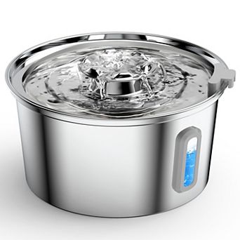 Petsfit Stainless Steel Pet Water Fountain: Ultra Quiet Pump, 2L, Multi-Filtering, Dishwasher Safe