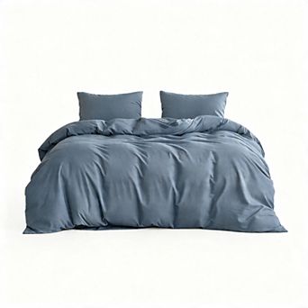 Washed Cotton Duvet Cover Set - King Size - Linen Feel - Breathable - Neutral