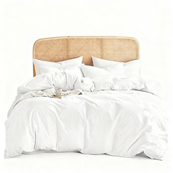 Washed Cotton Duvet Cover Set - King Size - Linen Feel - Breathable - Neutral