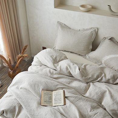 Linen King Size Duvet Cover Set with Embroidery