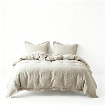 Linen King Size Duvet Cover Set with Embroidery