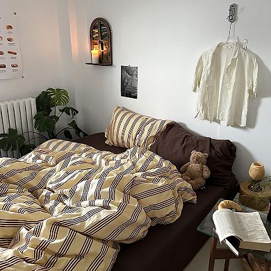 Cotton Geometric Striped Duvet Cover Set