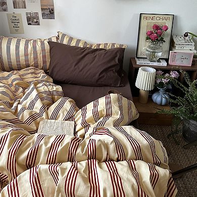 Cotton Geometric Striped Duvet Cover Set