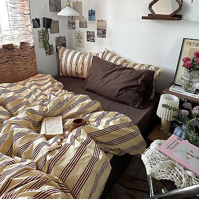 Cotton Geometric Striped Duvet Cover Set
