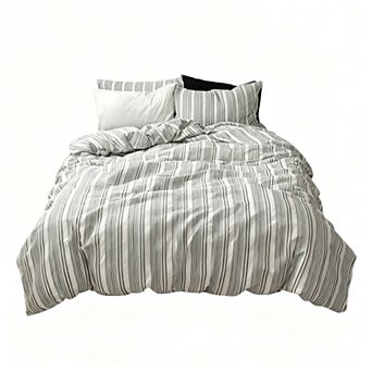 Cotton Geometric Striped Duvet Cover Set
