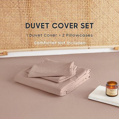 Queen Size Washed Cotton Duvet Cover Set with Linen Feel