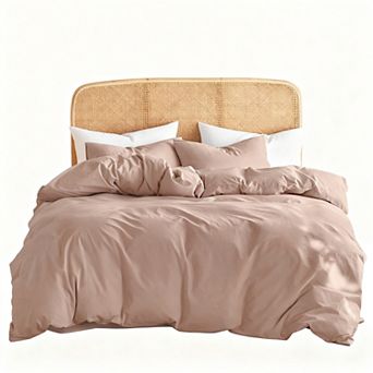 Queen Size Washed Cotton Duvet Cover Set with Linen Feel