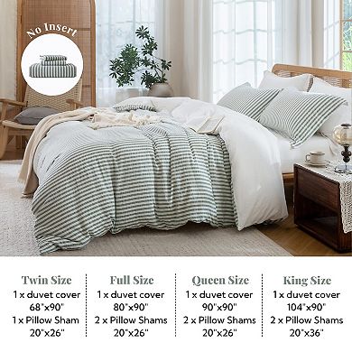 Boho Textured Jacquard Duvet Cover Set Washed Cotton, Zipper Closure