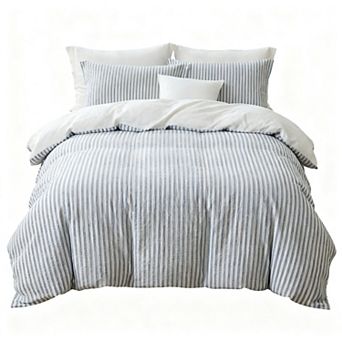 Boho Textured Jacquard Duvet Cover Set Washed Cotton, Zipper Closure