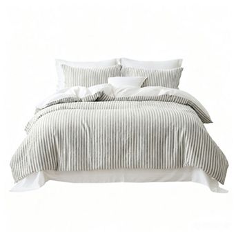 Boho Textured Jacquard Duvet Cover Set Washed Cotton, Zipper Closure