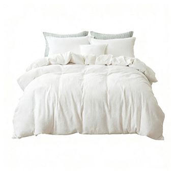 Boho Textured Jacquard Duvet Cover Set Washed Cotton, Zipper Closure
