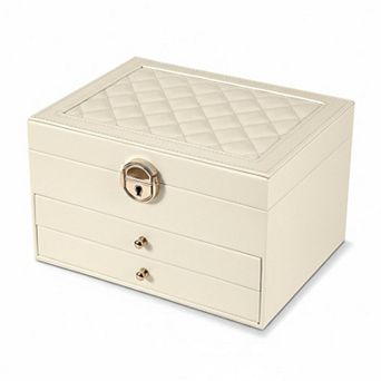 3 Layers PU Leather Jewelry Organizer Box with Drawers for Earrings Bracelets Rings Watches