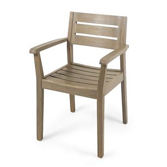 Acacia Wood Patio Dining Chairs Set of 2, Outdoor Armchair for Backyard, Poolside, Garden