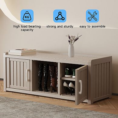 Large Shoe Storage Cabinet for Entryway, Freestanding Shoe Rack Organizer for Home Hallway Use