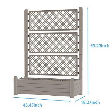 Trellis Plant Stand with Planter Box, Multi-Tier Lattice Flower Shelf for Climbing Plants