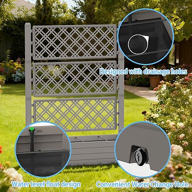 Trellis Plant Stand with Planter Box, Multi-Tier Lattice Flower Shelf for Climbing Plants