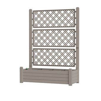 Trellis Plant Stand with Planter Box, Multi-Tier Lattice Flower Shelf for Climbing Plants