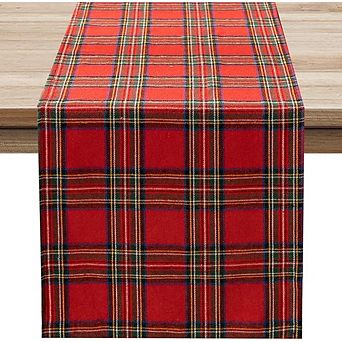 Christmas Checkered Tartan Table Runner Red Buffalo Plaid 13x70 Inch Washable