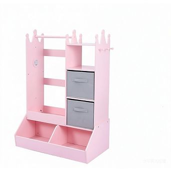 Dress Up Storage for Girls, Kids Play Armoire with Light, Mirror, Clothing Rack and Storage Bin