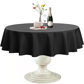 Black Round Tablecloth 120 cm (47 Inch) Polyester Table Cover