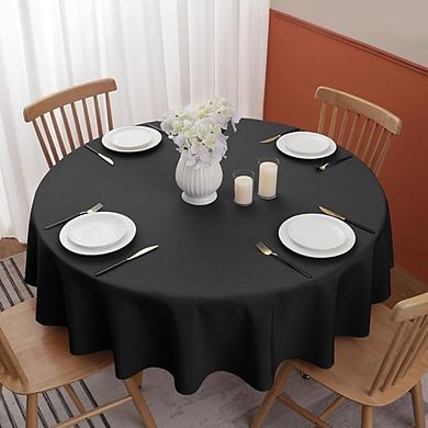 Black Round Tablecloth 120 cm (47 Inch) Polyester Table Cover