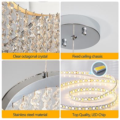 Dimmable LED Wave Crystal Chandelier for Luxurious Living Room and Interior Space