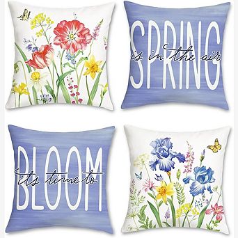 Floral Butterfly Velvet Decorative Throw Pillow Covers Set of 4