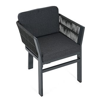 All-Weather Outdoor Dining Chair Set of 2, Patio Seating with Cushions for Backyard & Deck