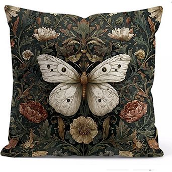 Vintage Abstract Floral Butterfly Throw Pillow Cover Decorative Cushion Case