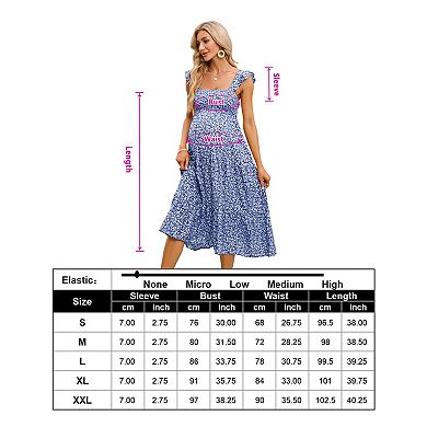 Maternity Ruffle Strap Smocked Midi Dress, Tiered Casual Dress