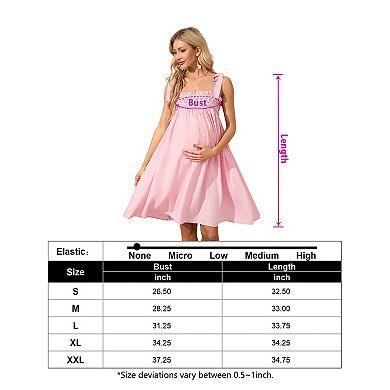 Maternity Tie Strap Smocked Mini Dress, Ruffle Neck Casual Dress
