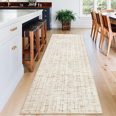 Abstract Area Rugs, Modern Boho Neutral Striped Anti-Skid Contemporary Geometric Washable Carpets