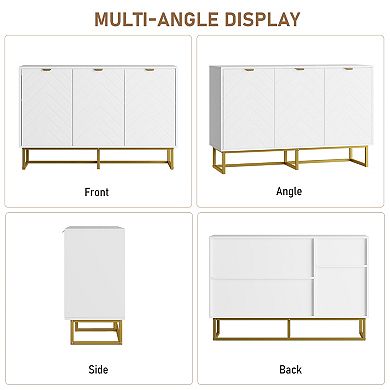 47.2 Inch Modern Sideboard Buffet Cabinet, Wooden Storage Cabinet with Doors Adjustable Shelf