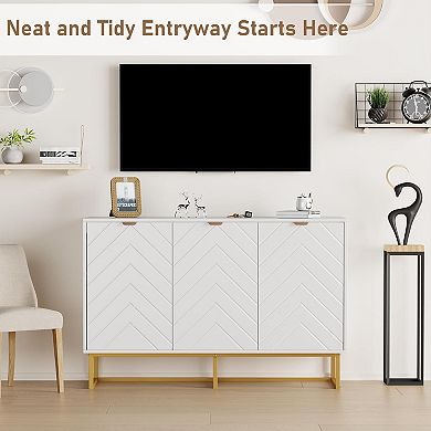 47.2 Inch Modern Sideboard Buffet Cabinet, Wooden Storage Cabinet with Doors Adjustable Shelf