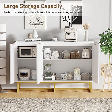 47.2 Inch Modern Sideboard Buffet Cabinet, Wooden Storage Cabinet with Doors Adjustable Shelf