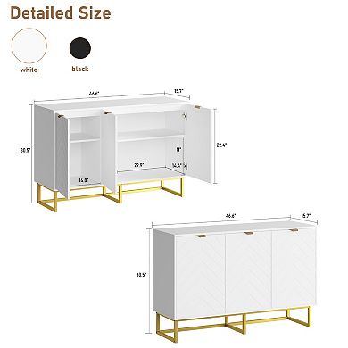 47.2 Inch Modern Sideboard Buffet Cabinet, Wooden Storage Cabinet with Doors Adjustable Shelf