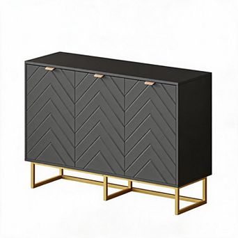 47.2 Inch Modern Sideboard Buffet Cabinet, Wooden Storage Cabinet with Doors Adjustable Shelf