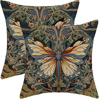 Vintage Butterfly Throw Pillow Covers Set of 2 Retro Decorative Cushion Cases