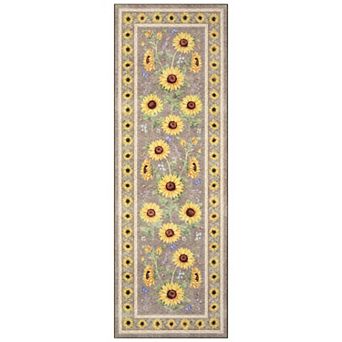 Sunflowers Farmhouse Area Rugs, Washable Country Nursery Boho Botanical Non Slip Runners Carpet