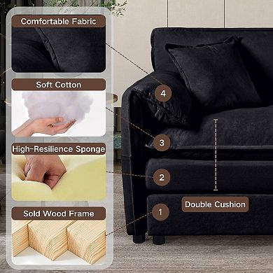 Oversized Chenille 2-Seat Loveseat - Deep-Seat Cloud Couch for Living Room