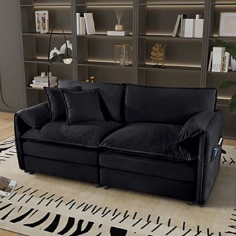 Oversized Chenille 2-Seat Loveseat - Deep-Seat Cloud Couch for Living Room