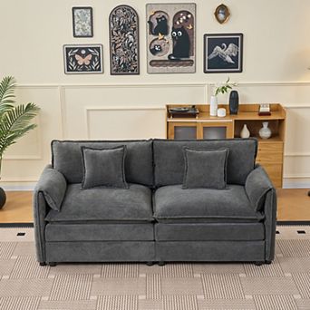 Oversized Chenille 2-Seat Loveseat - Deep-Seat Cloud Couch for Living Room