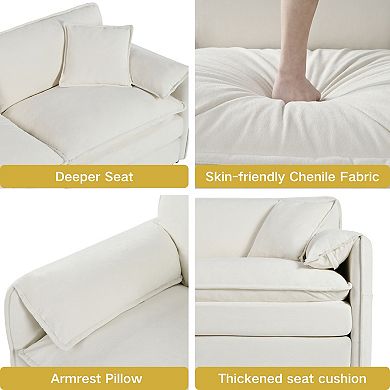 Oversized L-Shape Chenille Sectional - 3-Seat Deep-Seat Cloud Couch