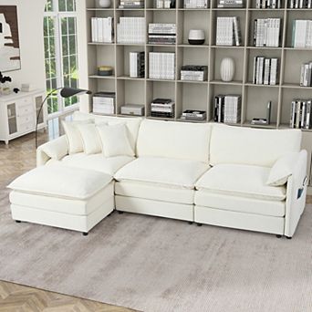 Oversized L-Shape Chenille Sectional - 3-Seat Deep-Seat Cloud Couch